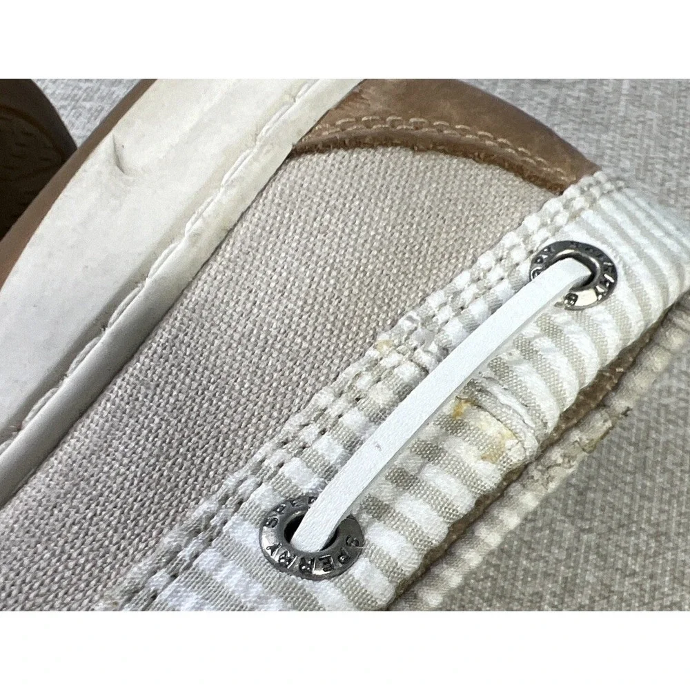 Sperry Womens  Size 7.5 Angelfish Boat Shoes Top Sider Seersucker Memory Foam